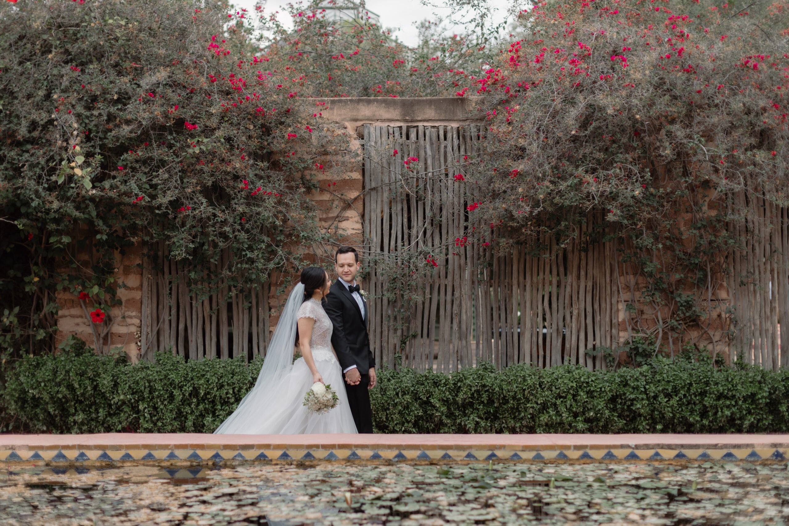 Bride and groom outside of their venue at Beldi Country Club wedding in Marrakech