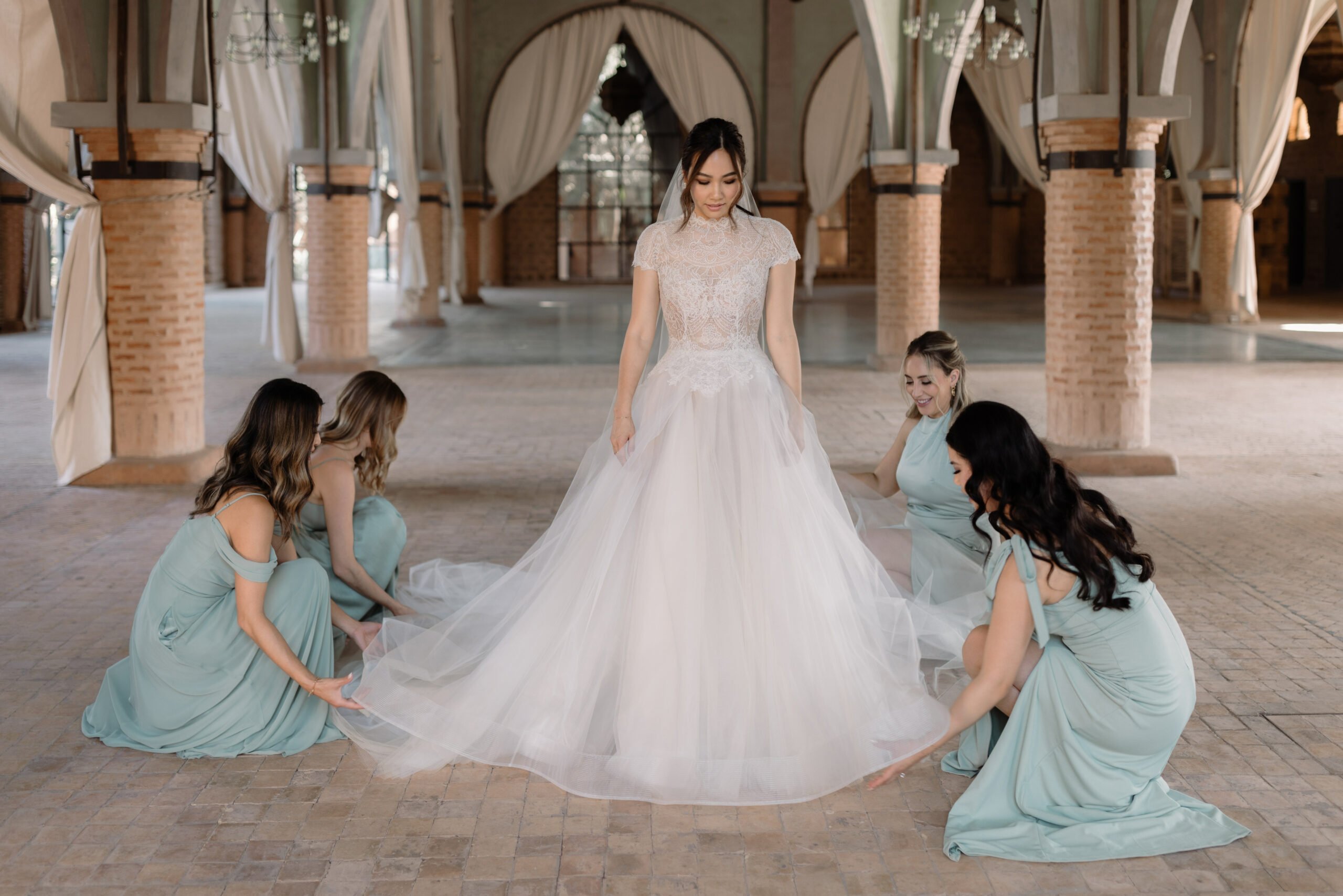 Bride and bridesmaids at Beldi Country Club wedding in Marrakech