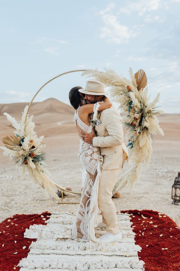 Couple during their elopement wedding in Marrakech