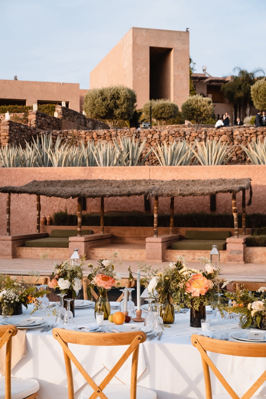 Timeless decor at a luxury wedding in Marrakech styled by Marrakech wedding planners
