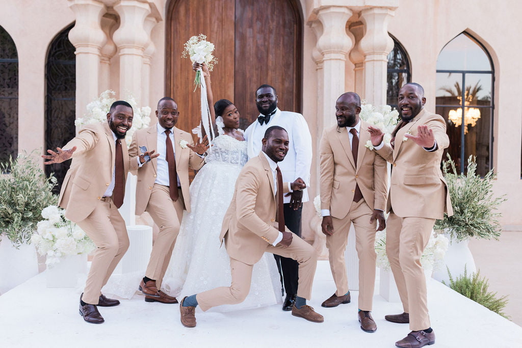 Group photos at a Nigerian wedding in Marrakech