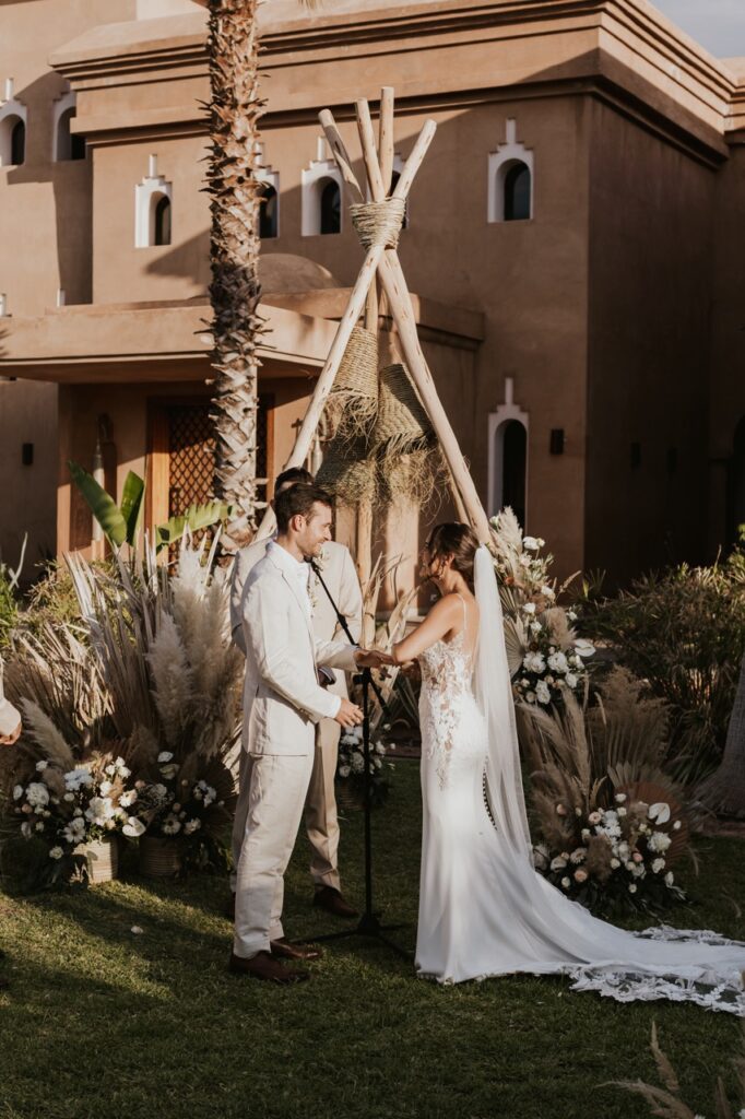 A couple during their wedding in Marrakech